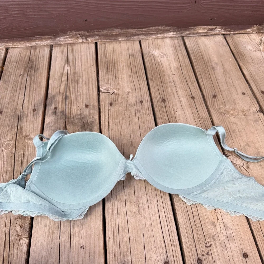 Victoria's Secret Dream Angels Push-Up Bra Womens‎ 38D Sage Green Lace Trim